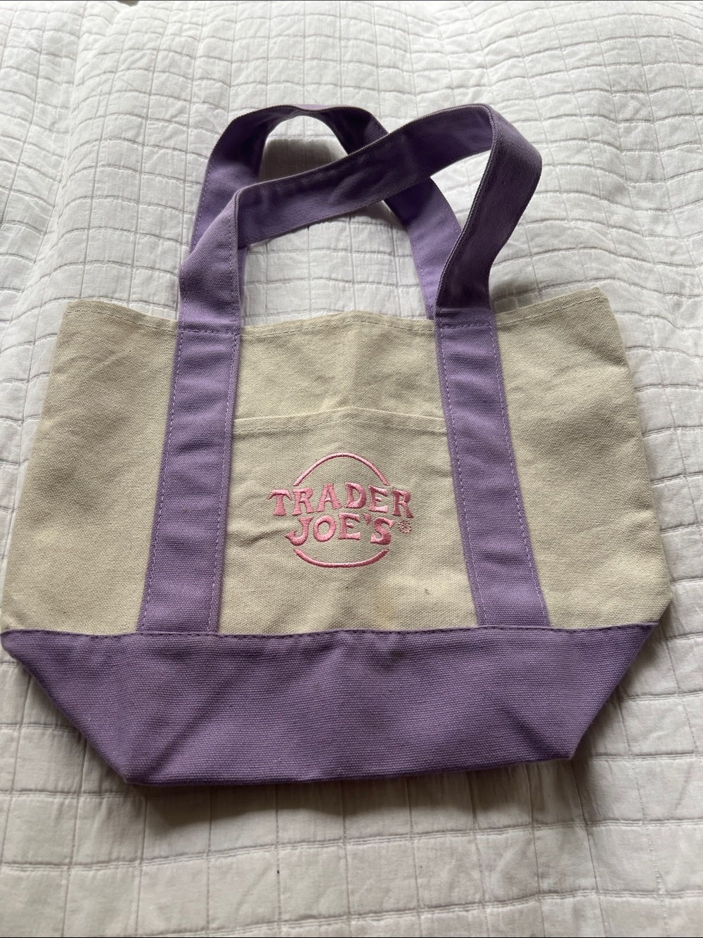 Trader Joe’s Easter 2025 Lilac and Cream Canvas Mini Tote Bag